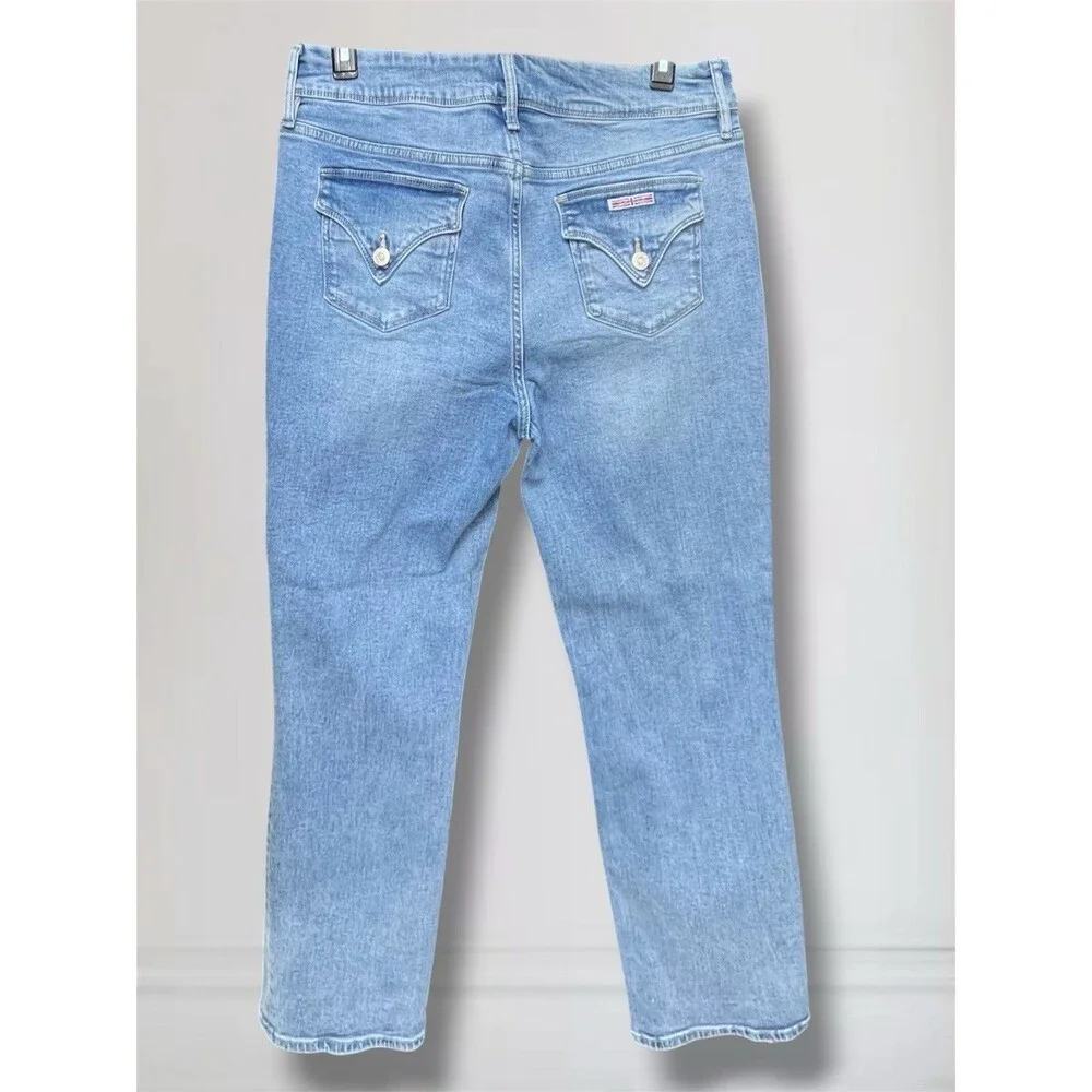 Hudson Ankle Straight Leg Women’s 14 Mid Rise Flap Pocket Jeans Stretch Denim